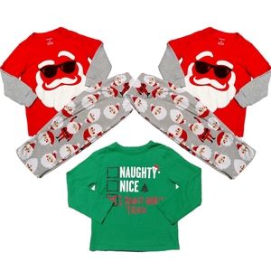 Carter's Kids Matching Holiday Christmas Santa Beard Pajama Sets Bonus Shirt 2T